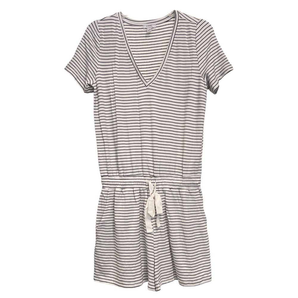 Daily Ritual NWOT Coastal Nautical Stripe Romper Viscose Small Lounge Resortwear - Picture 4 of 9